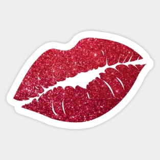 Red Faux Glitter Lips Sticker